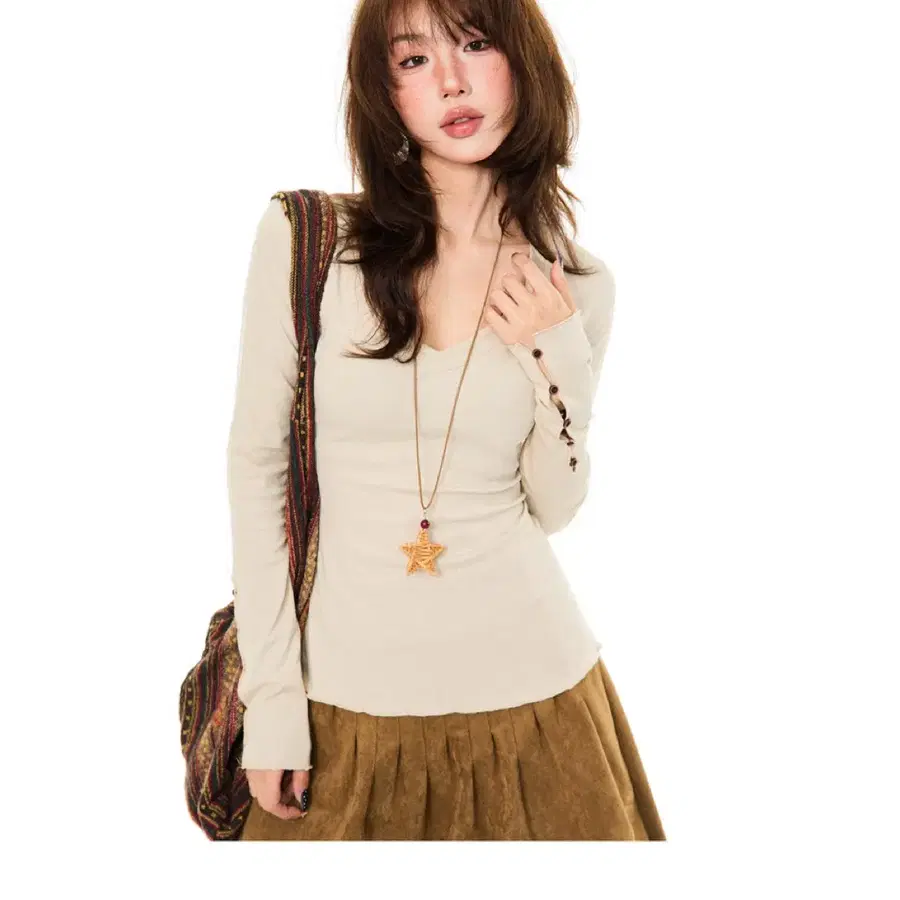디얼마이키코 dear my kiko button down cutout inner top m size 긴소매 티셔츠