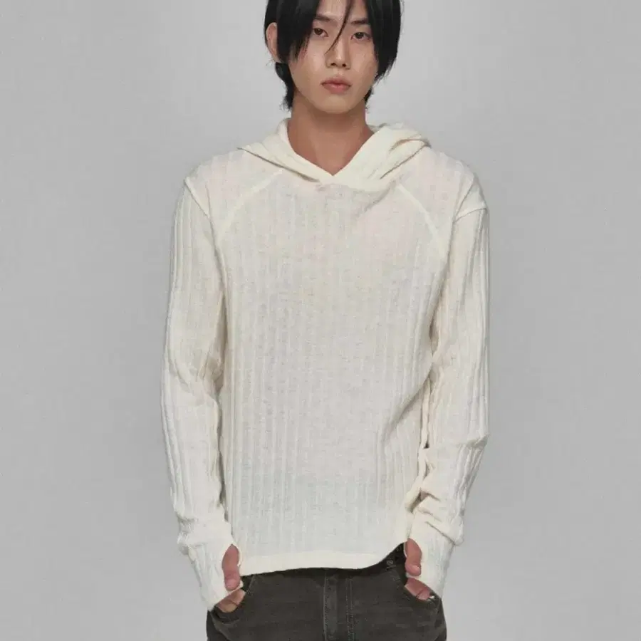 새상품) 기철 Cozy Ribbed Knit Hoodie (Ivory)