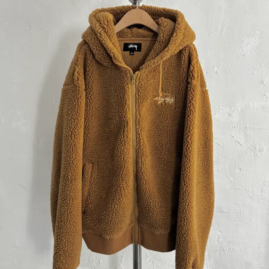Stussy 스투시 브라운 쉐르파 플리스 후드자켓