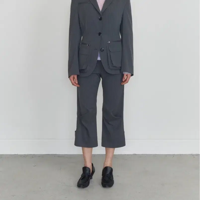 오들리워크샵 Flared Capri Trousers, Slate