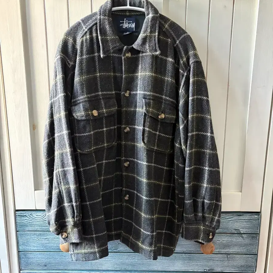 90s stussy 올드 스투시 울 셔츠 자켓 m (실측m~l)