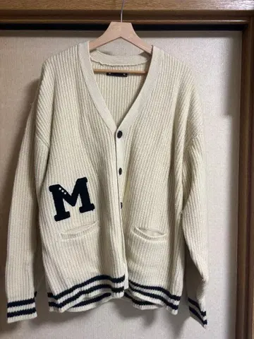 마인데님 MINEDENIM M 로고 니트 가디건 아이보리