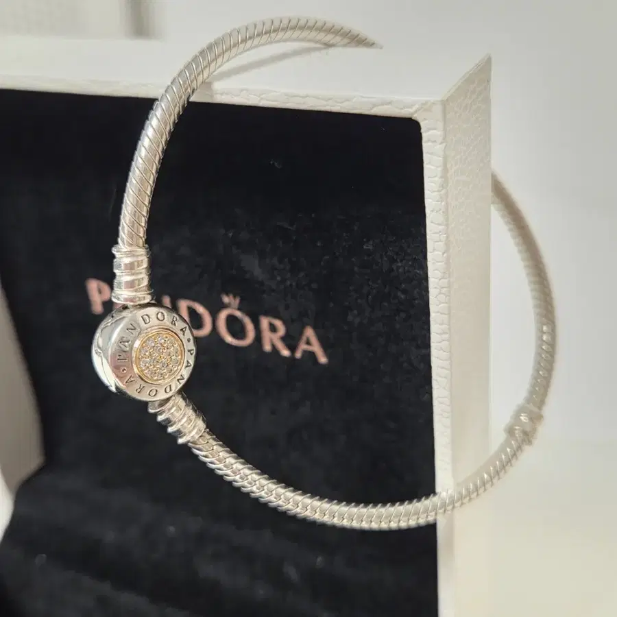 PANDORA 판도라 정품 14k콤비 체인팔찌 스네이크 실버팔찌