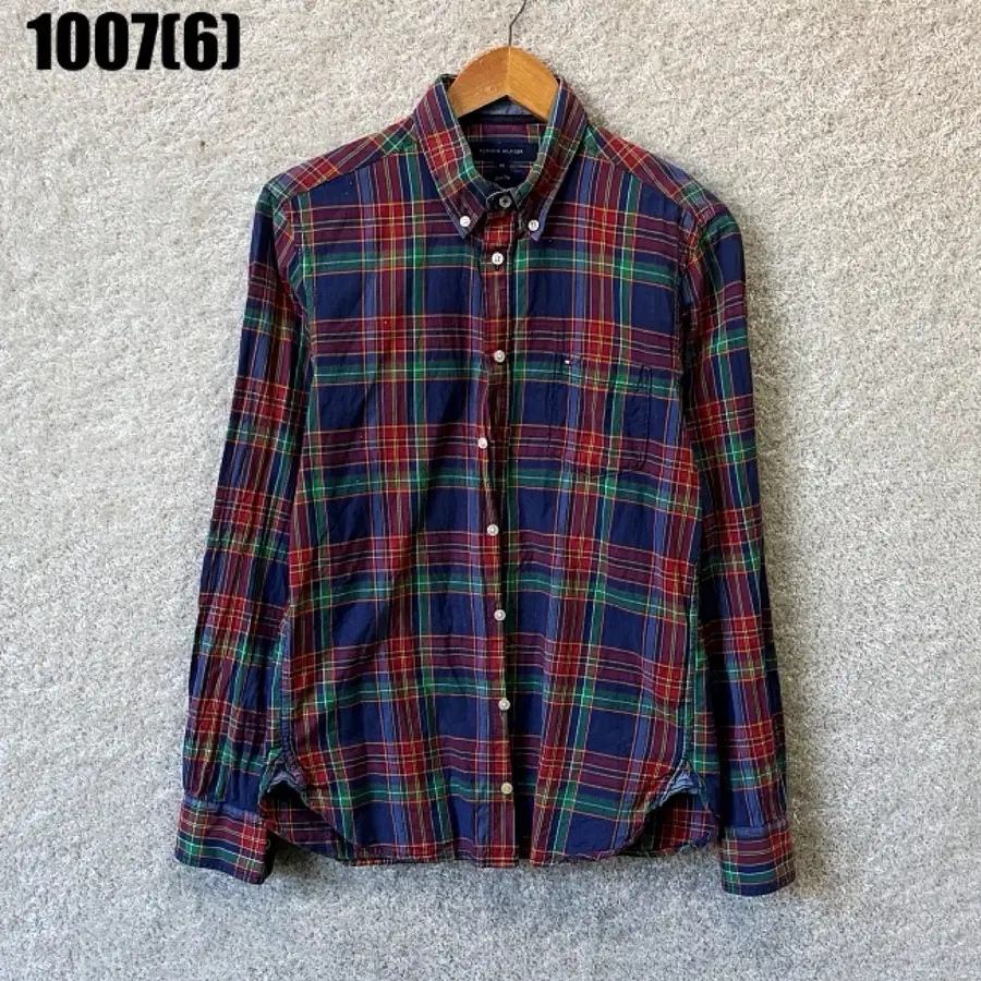 타미힐피거 체크 남방 셔츠 M 1007