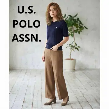 U.S. POLO ASSN. 케이블 니트 반팔 네이비 M A1308