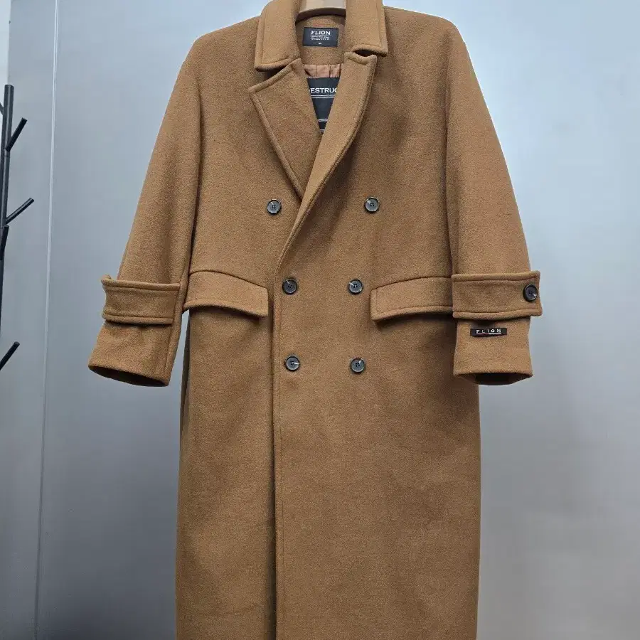 FLION 카멜 오버핏 더블 롱 코트 M 남여공용