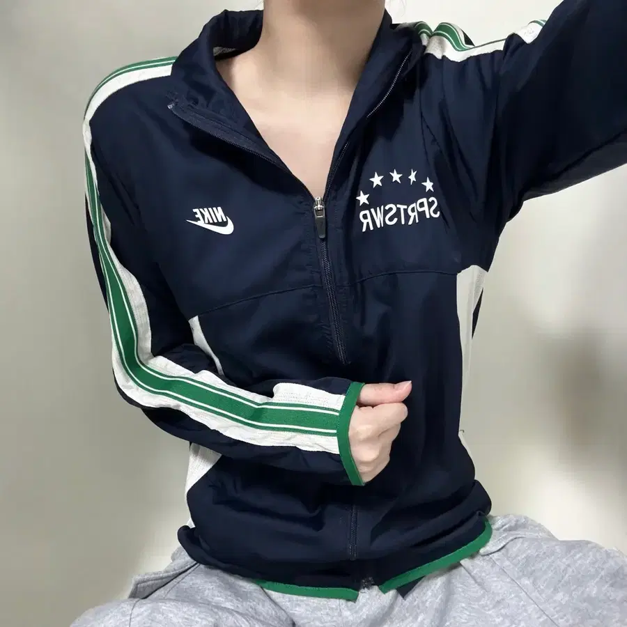 S/나이키 일본판 그린라인 올드스쿨 네이비 여성 윈드/바람막이/교복아우터/y2k/빈티지
