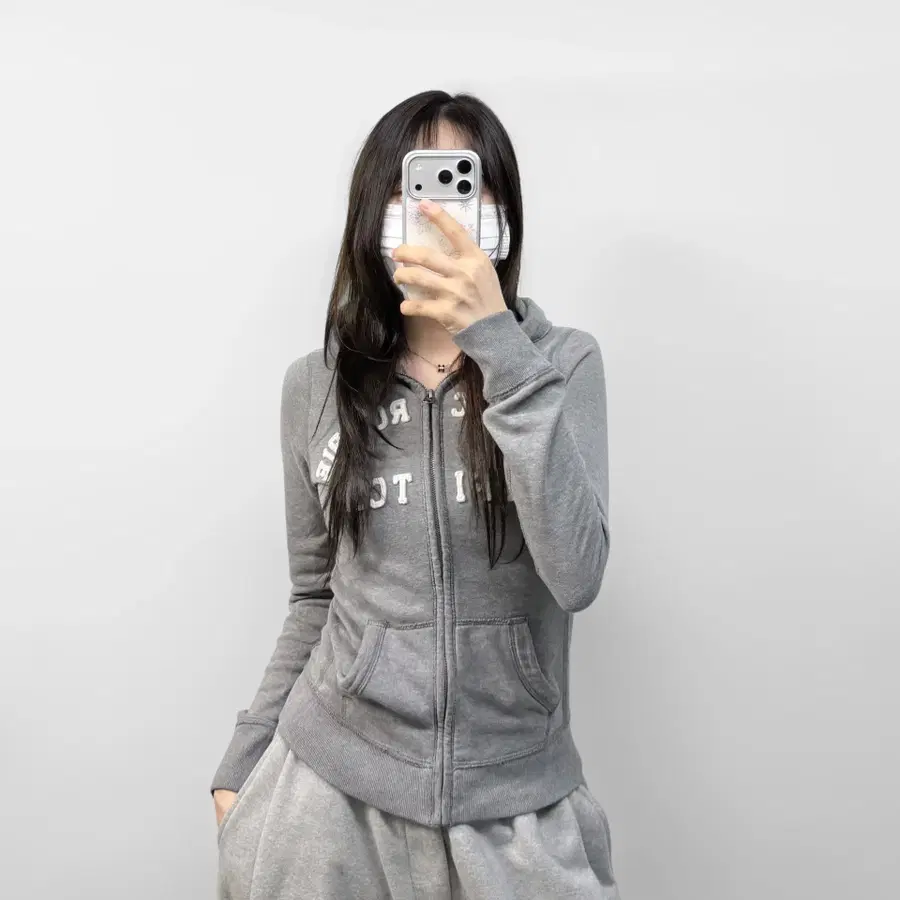 아베크롬비 아치 로고 후드집업 그레이