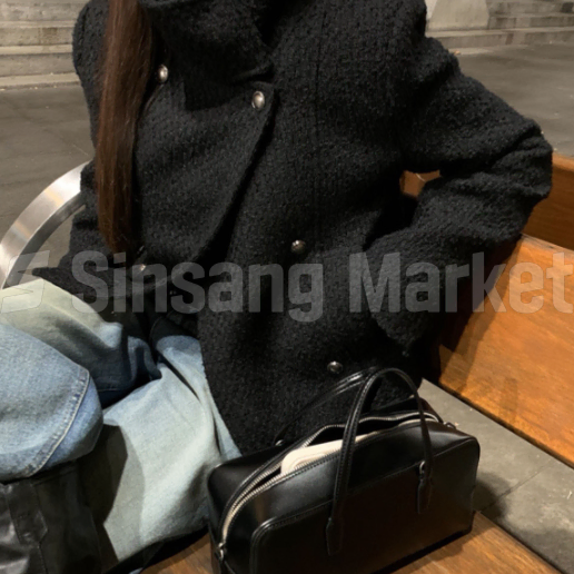 [빠른발송] 시크 하이넥 트위드 숏코트 자켓 2C 초겨울 무지 울 부클