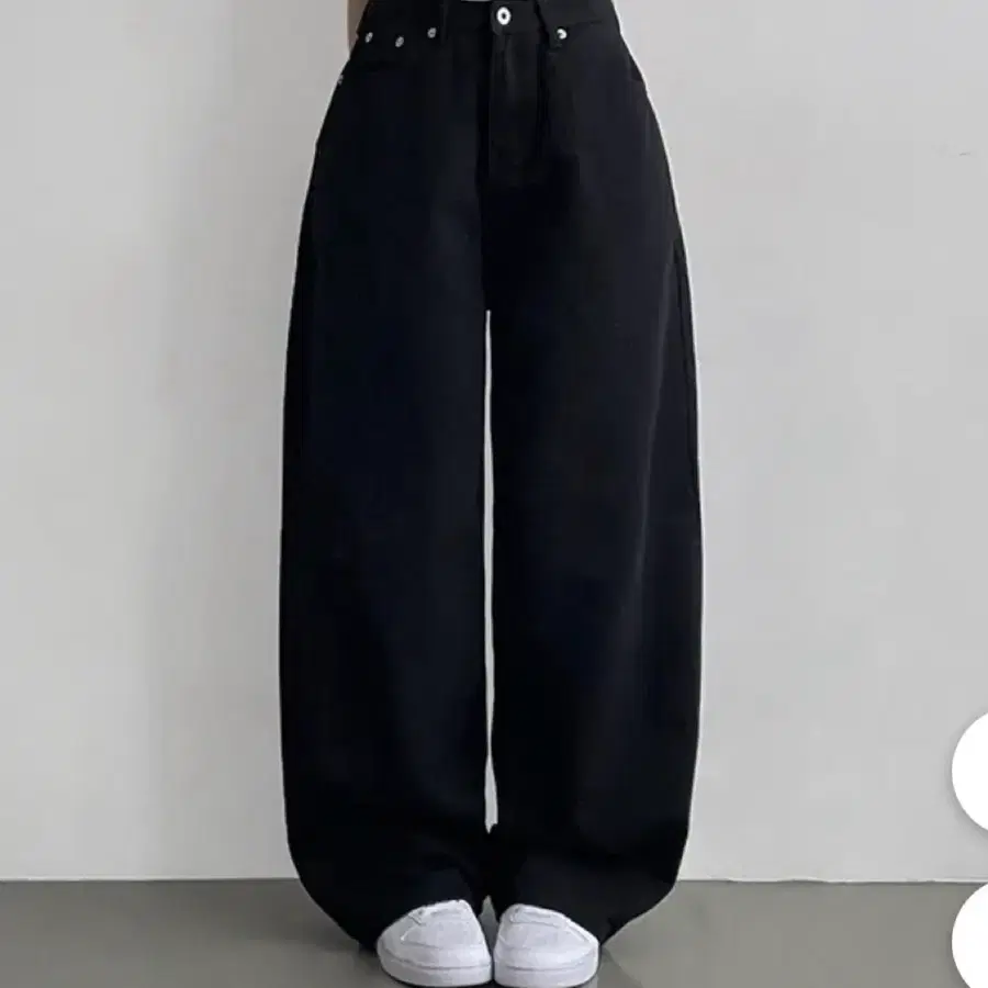 블랙 와이드 데님 팬츠