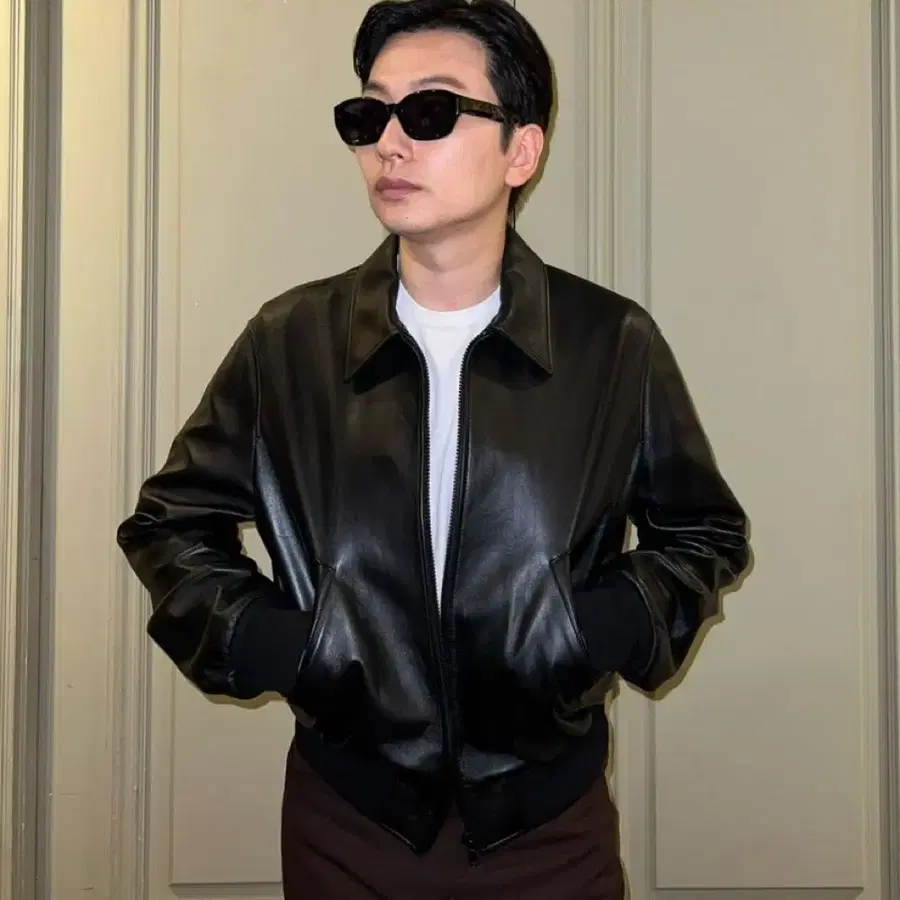 [S] 렉토 70s 벤 램스킨 레더 가죽 봄버 블루종 자켓 블랙
