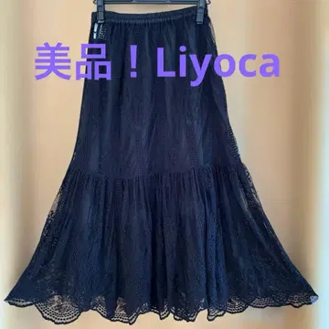 Liyoca 블랙 레이스 플레어 스커트 (언더 스커트 포함) 새상품급