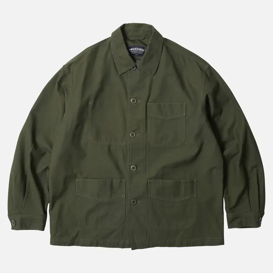 프리즘웍스 BACKSATIN FRENCH WORK JACKET _ OLIVE L사이즈