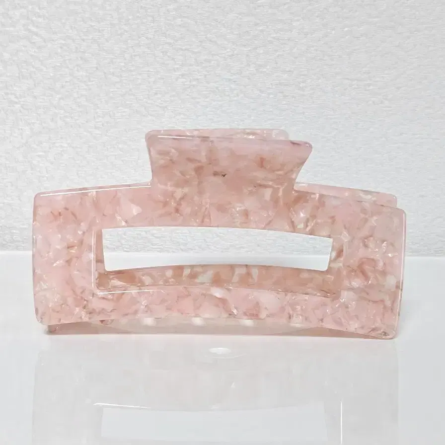 새상품) 핑크 마블 아세테이트 헤어 집게핀 (길이 약 10.5cm)