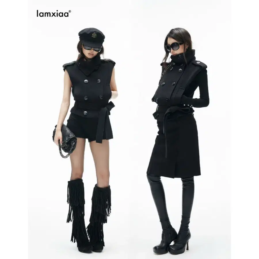 IAMXIAA 아엠시아 자켓 조끼 베스트 스탠드업 칼라 더블 브레스트 자켓