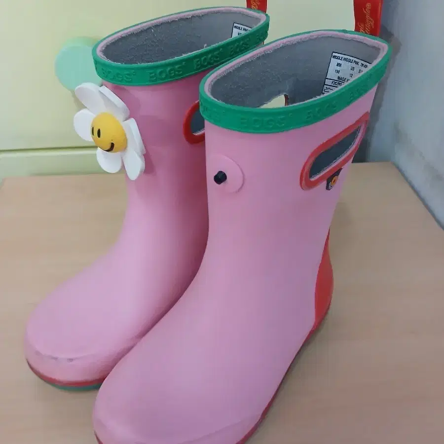 보그스 아동 레인부츠 190mm 핑크 데이지
