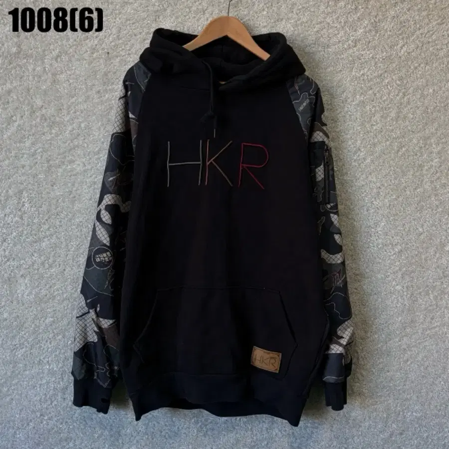 HKR 후드티 블랙 카모 소매 1008
