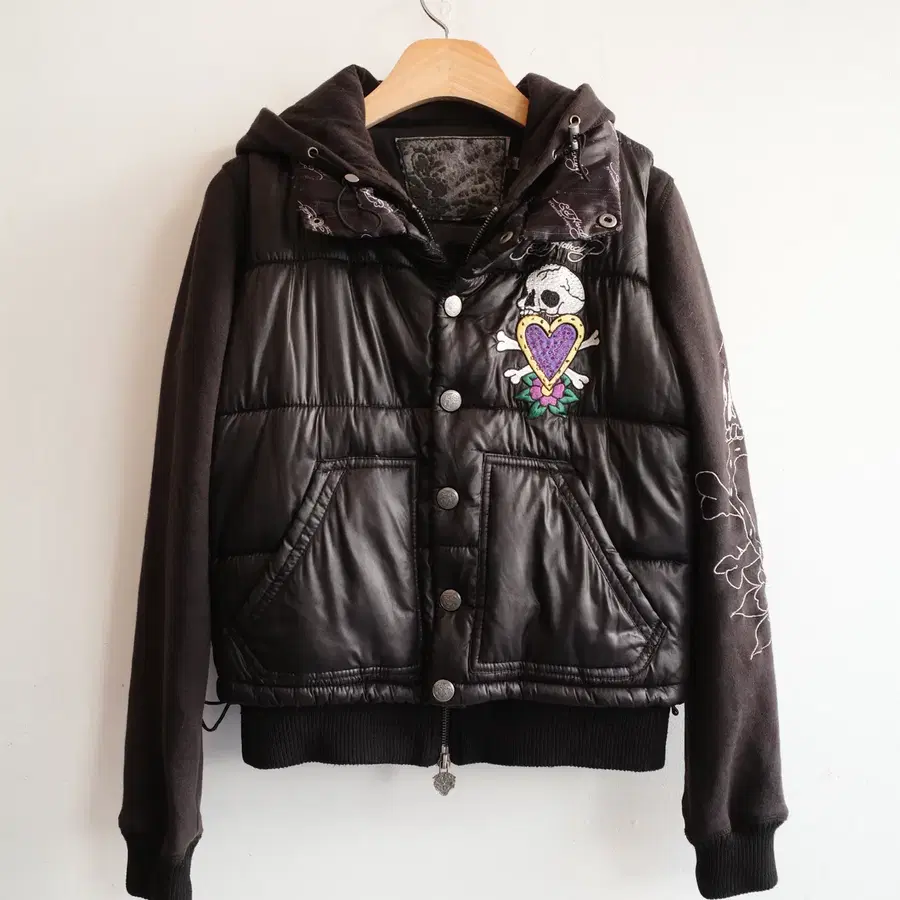Ed hardy 에드하디 패딩 베스트 레이어드 후디