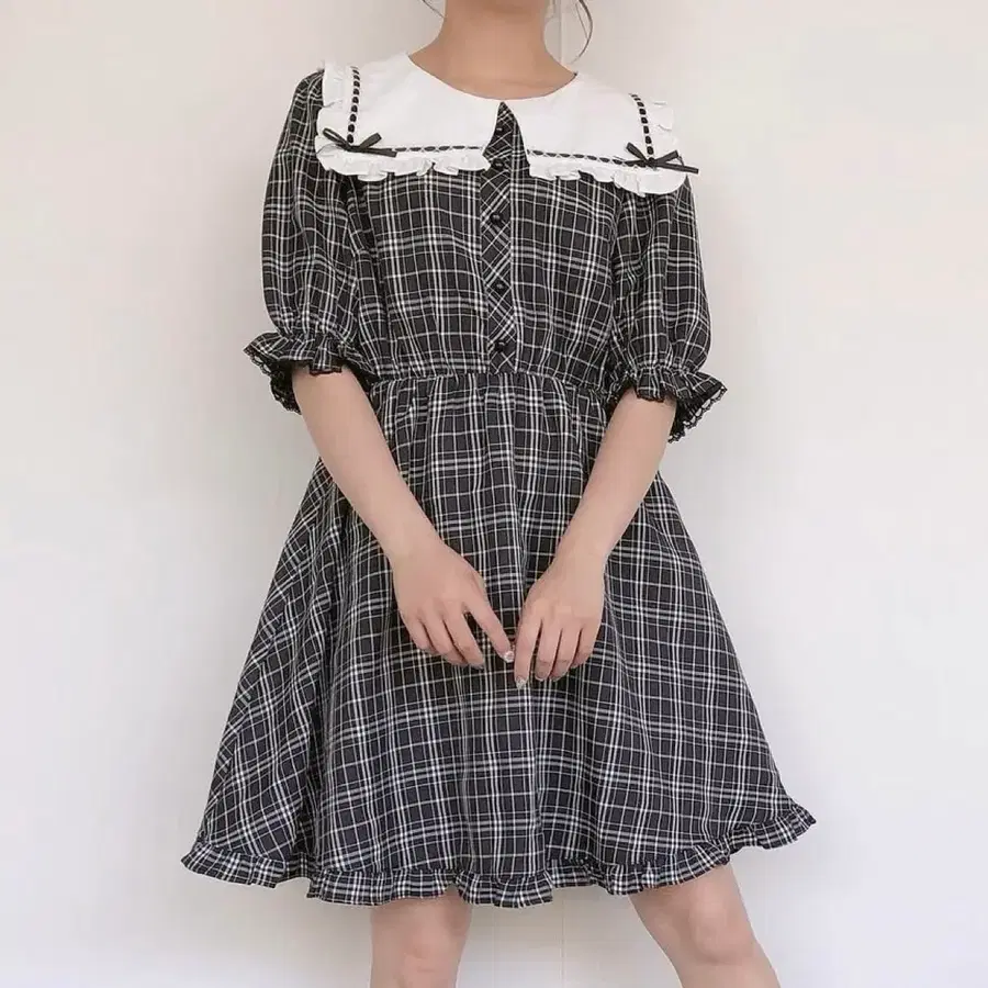 허니시나몬 정품 체크 원피스 지뢰계 양산형 셋업 양지뢰 서브컬쳐