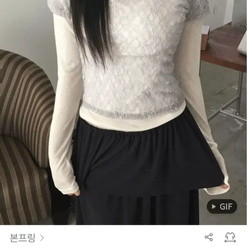 레이스 레이어드 긴팔 티셔츠set
