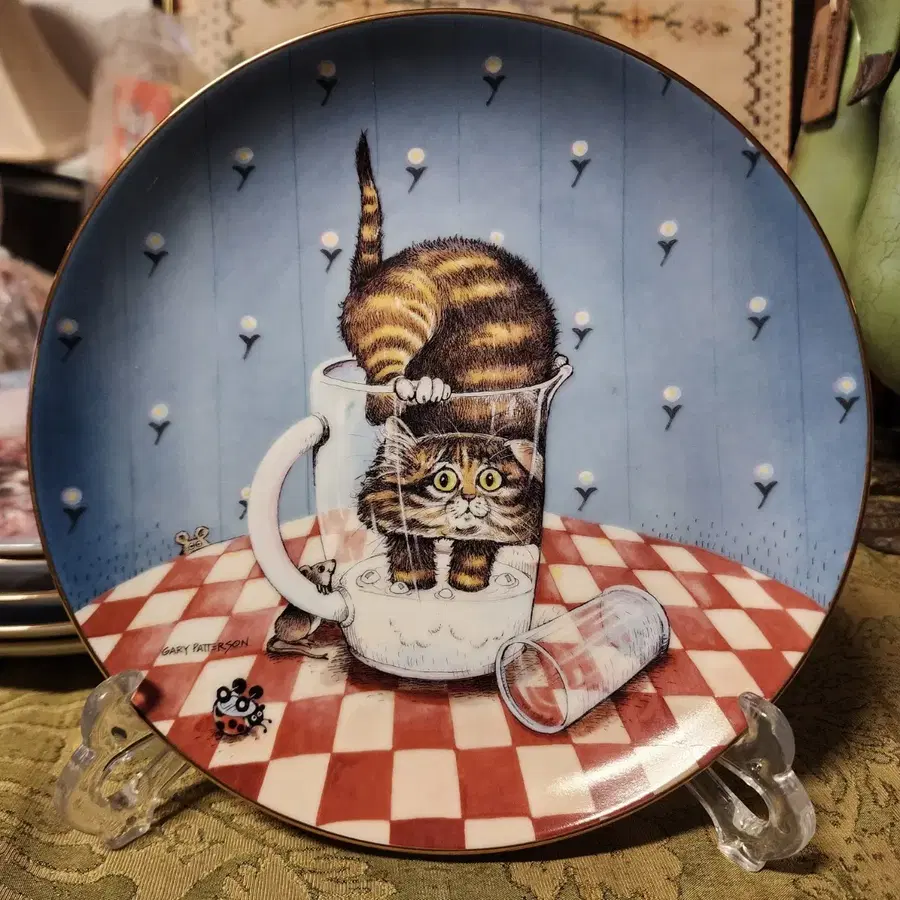 미국 Danbury Mint에서 1996년 개리 패터슨(Gary Patterson) Comical Cats'컬렉션 한정판 리미티드 에디션 21cm