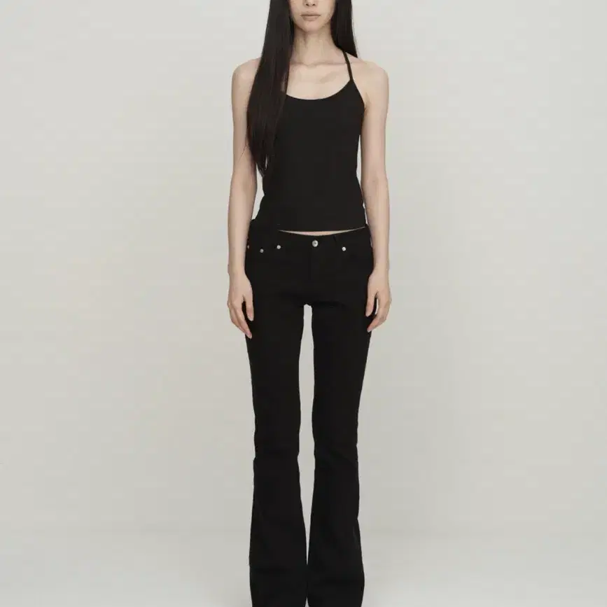 보헤미안서울 LOWRISE BLACK BOOTCUT PANTS, BLACK