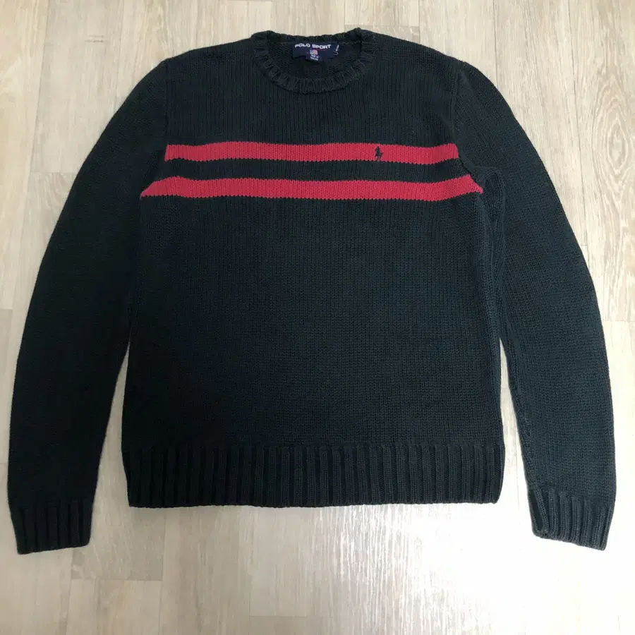 (M) 00's 폴로 랄프로렌 POLO 폴로 스포츠 스트라이프 코튼 니트 다크 그린