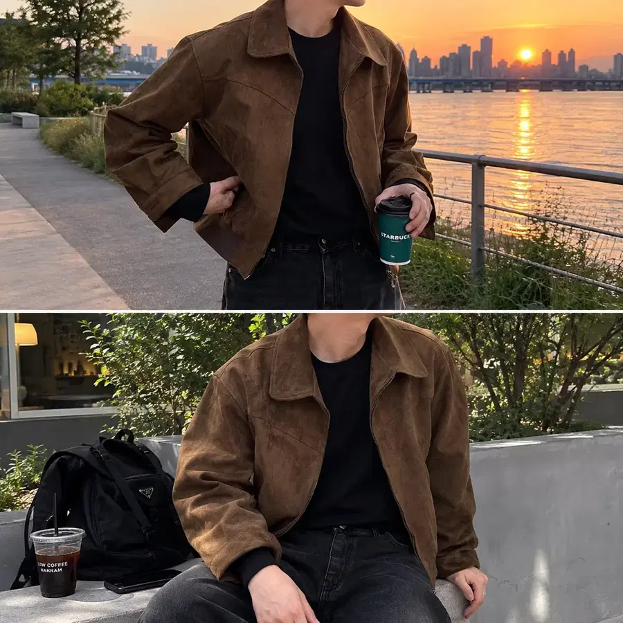 스웨이드 자켓 브라운