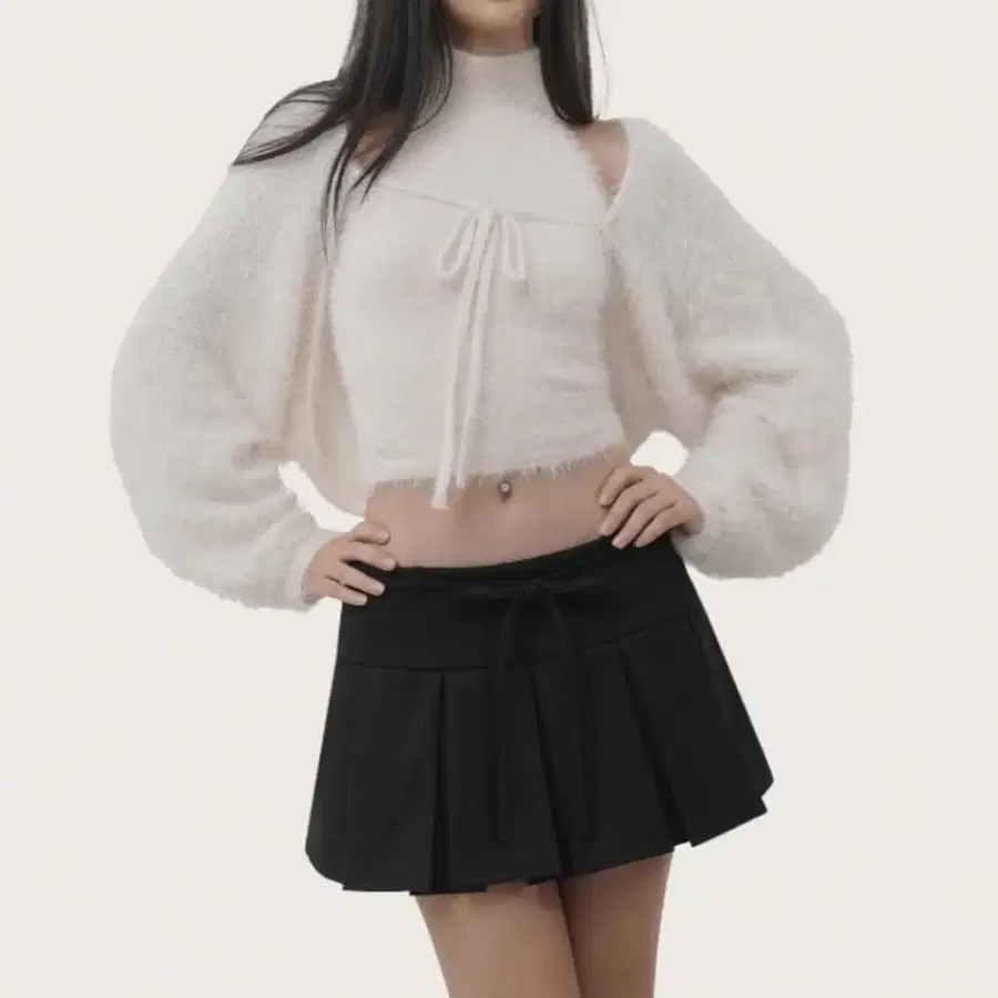 새상품) 클리시어 허깅 리본 플리츠 스커트 블랙 s