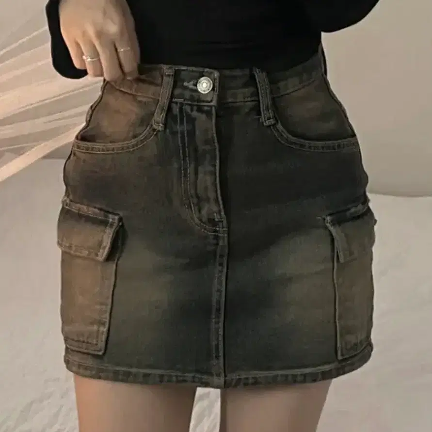 에이블리 빈티지 워싱 카고 청스커트