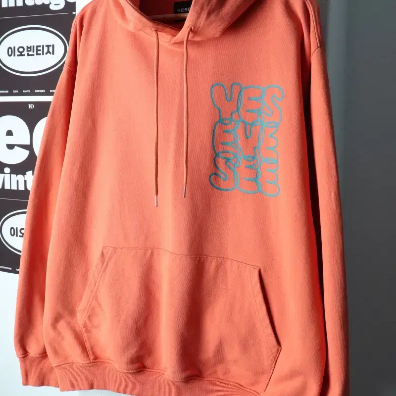 (L-2XL) 예스아이씨 후드티셔츠 빅로고 오렌지 스트릿-H40459