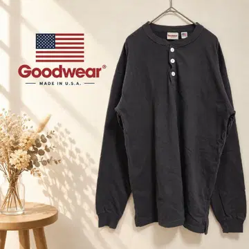 Goodwear 굿웨어 헨리넥 긴팔 티셔츠 면 100% M