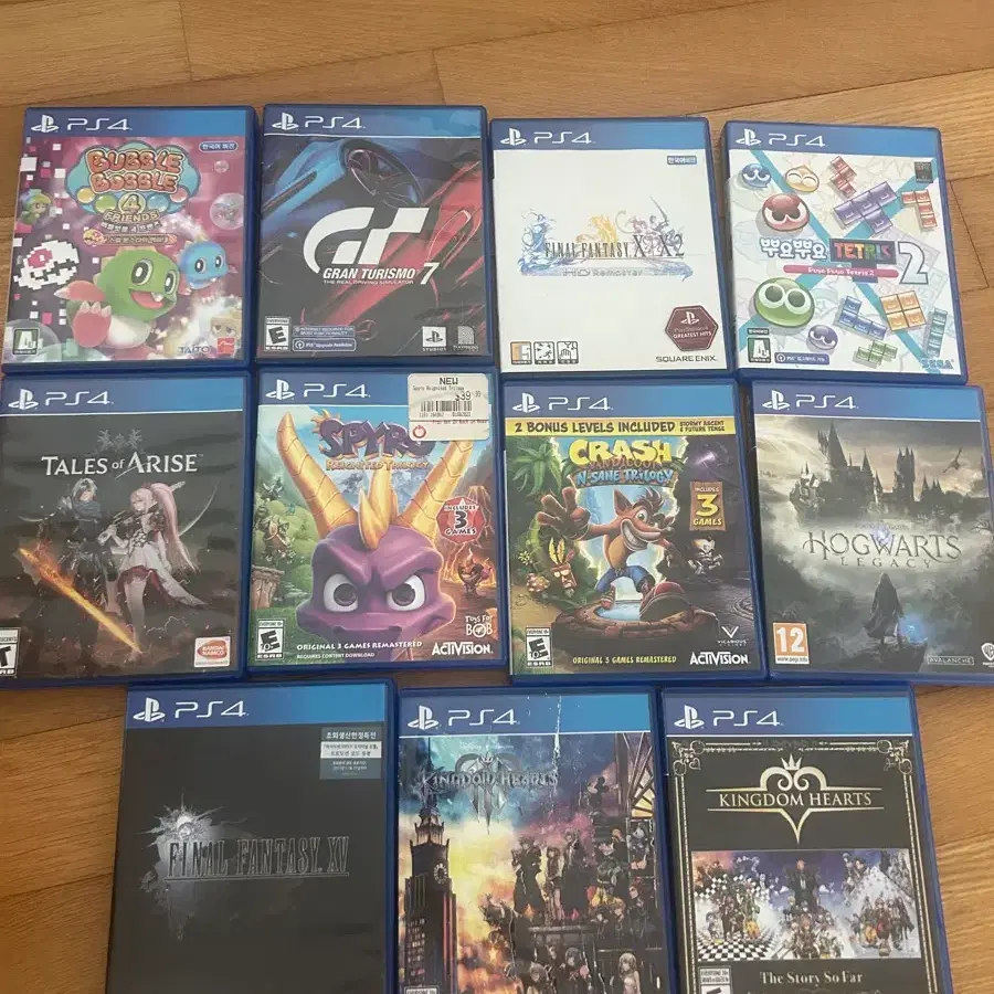 PS4 게임 타이틀 일괄 판매 플스 플레이 스테이션4(테트리스, 호그와트 레거시, 킹덤하츠, 스파이로, 파이널