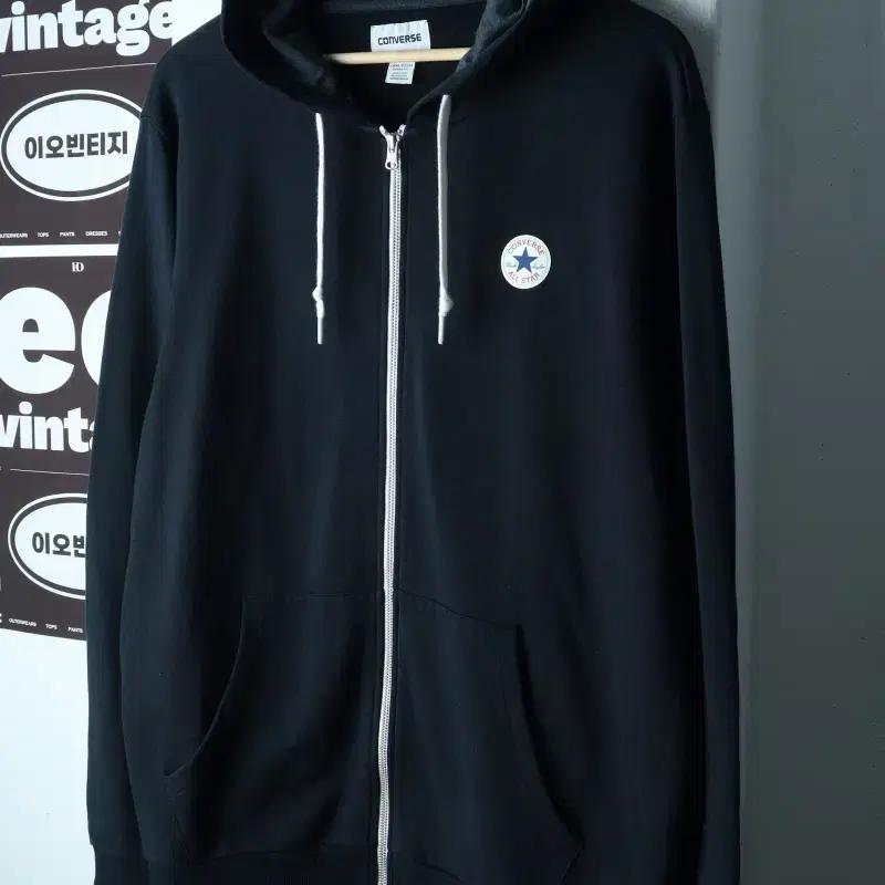 (XL-2XL) 컨버스 후드집업 스몰로고 블랙 올드스쿨-H40424