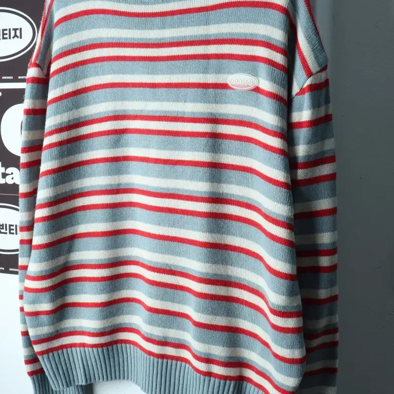 (L-2XL) 메인부스 니트 스트라이프 연블루 올드스쿨-H40451