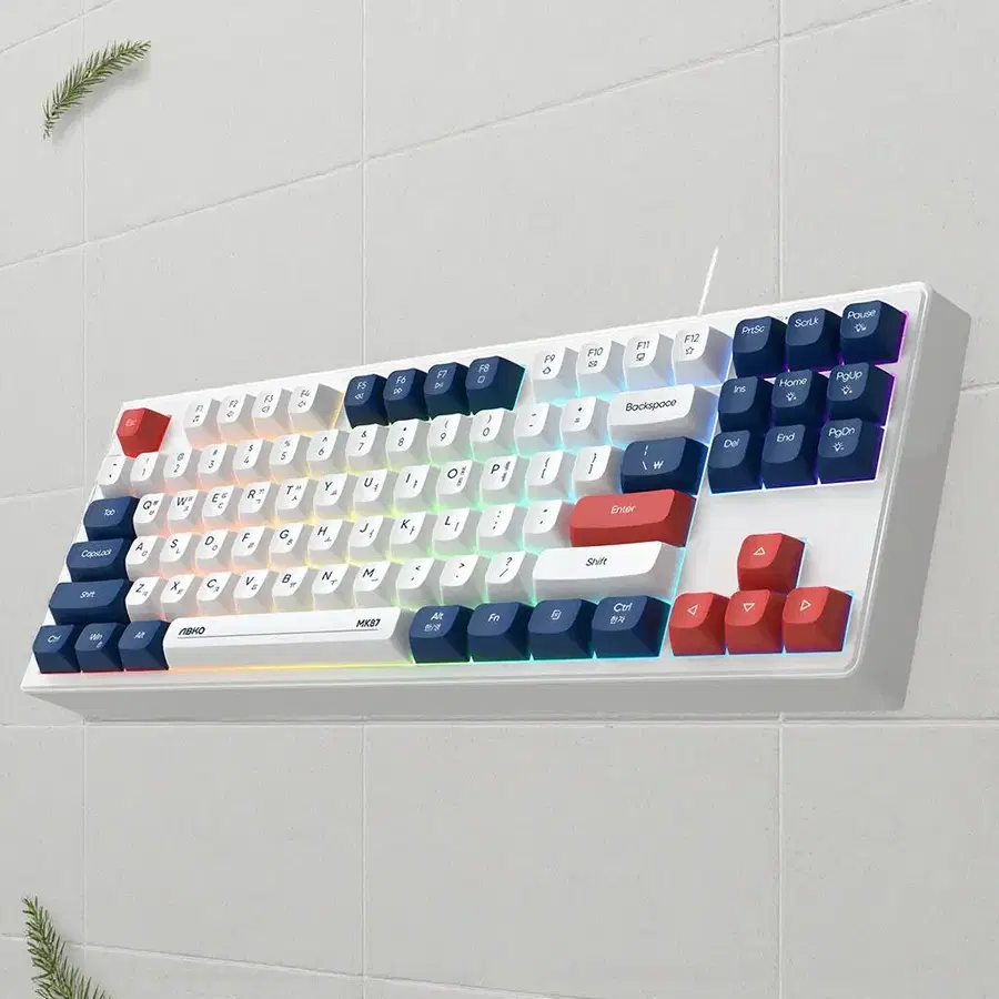 앱코 저소음키보드 저소음 텐키리스 87키 멤브레인 키보드 블루 MK87
