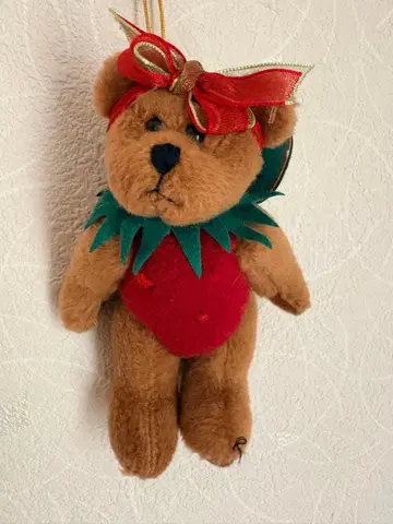 [택 포함] 빈티지 베어 린 테디베어 딸기 오너먼트 STRAWBEARY