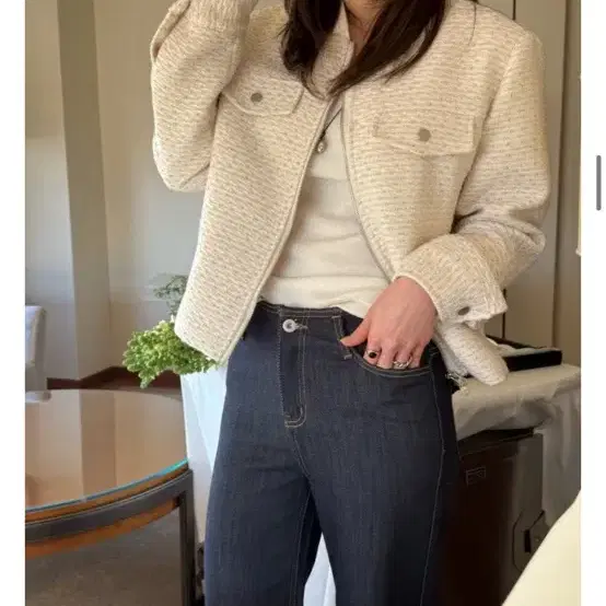 Yuirmui 트위드 자켓 아이보리