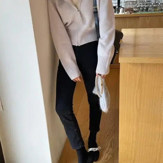 쏭라벨 슈퍼파인 울 후드 니트 집업