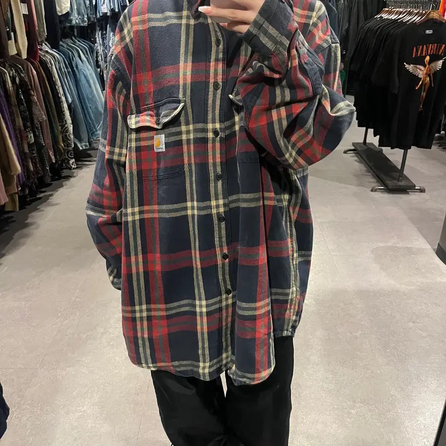 (139) Carhartt 칼하트 차콜 레드 베이지 타탄 체크