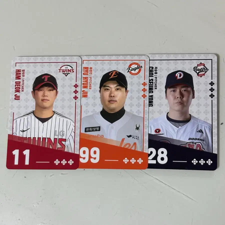 일괄/ 팔도비빔면 kbo 카드 포카 류현진 함덕주 최승용 야구