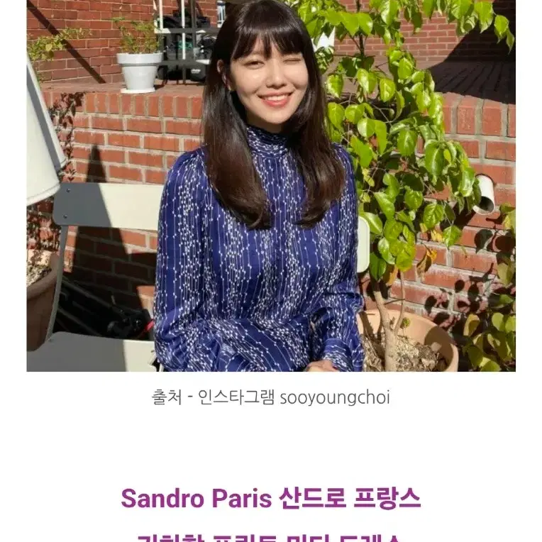 SANDRO 산드로 네이비 패턴 원피스 36사이즈