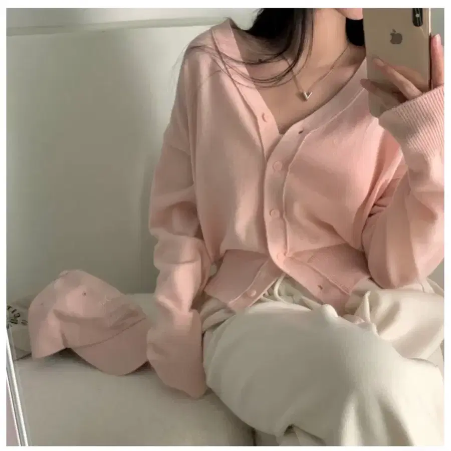 에이블리 핑크 긴팔 가디건