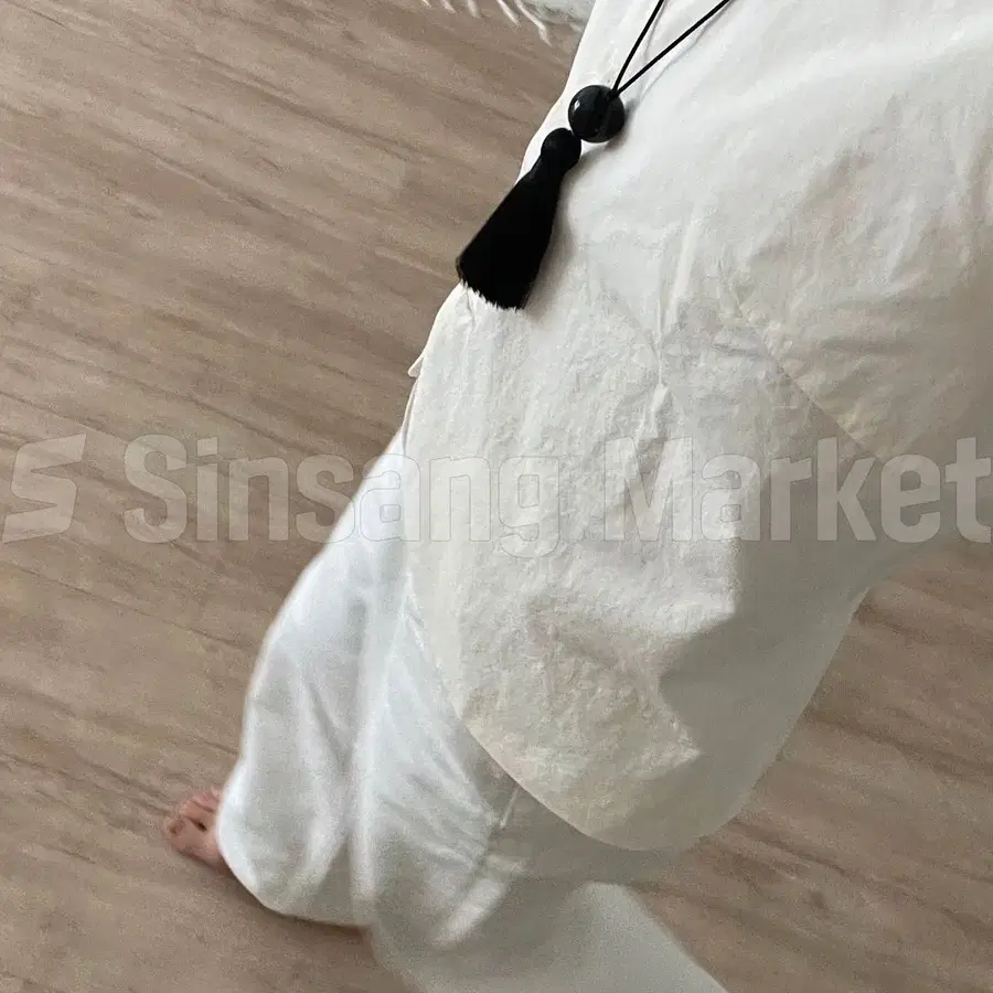 [빠른발송] 핸드메이드 태슬 천연 원석 은볼 오닉스 끈 조절 목걸이