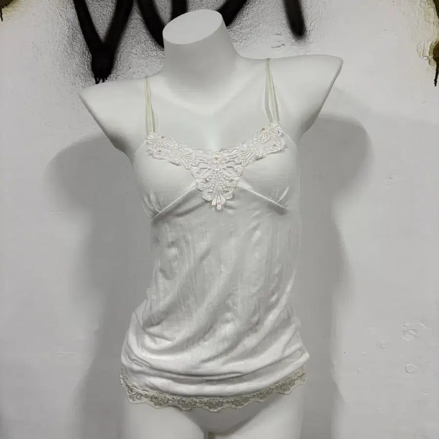 VTG 빈티지 화이트 페어리 레이스 자수 비즈 슬리브리스