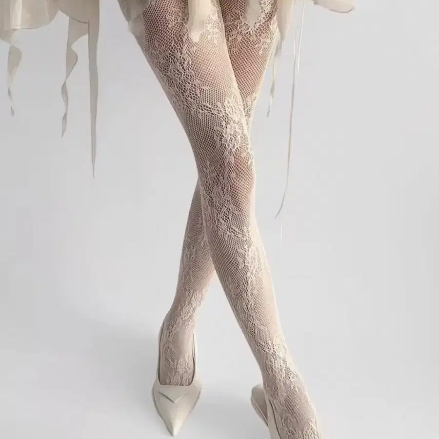 (새상품) 레이스 망사 스타킹 화이트