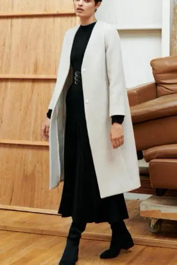 새상품급 FRAY I.D 노카라 울 코트 사이즈 F 정가 34000엔