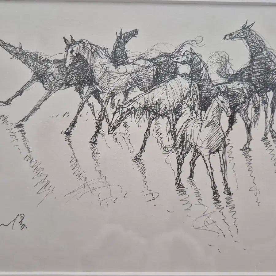 7마리 말, 펜화, 안재후화백, 1998년작품