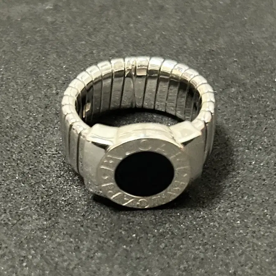 불가리 BVLGARI 블랙 오닉스 투보가스 링 18K 화이트골드 빈티지 반지