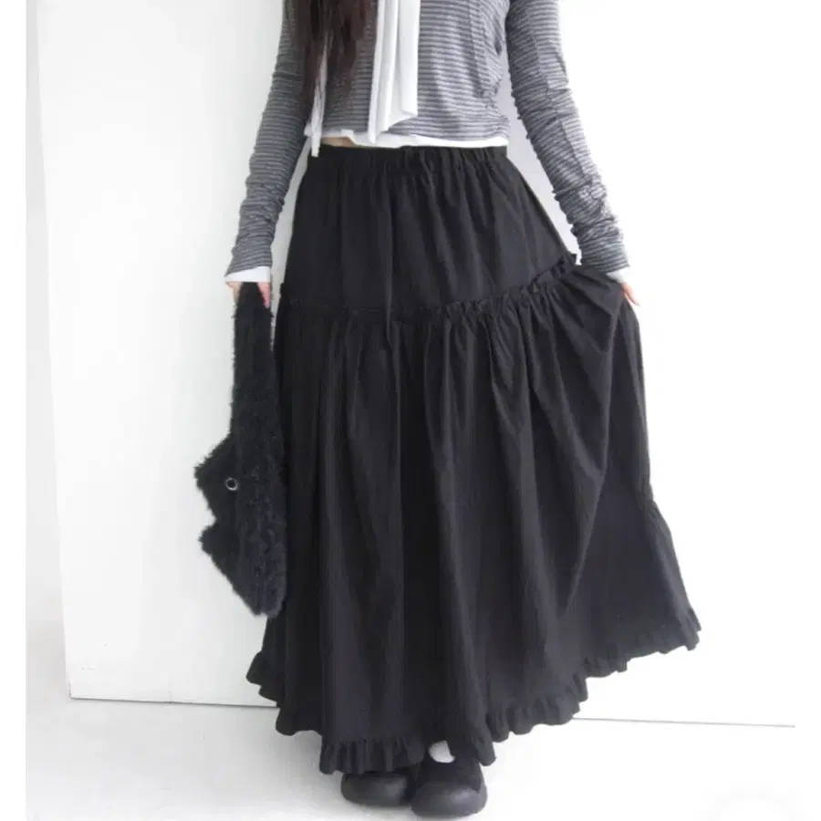 히피디피 jane long skirt 스커트 치마 검정 블랙